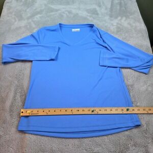 Columbia Fishing Tee Mens L PFG Omni-Shade Long Sleeve V-Neck Performance Blue